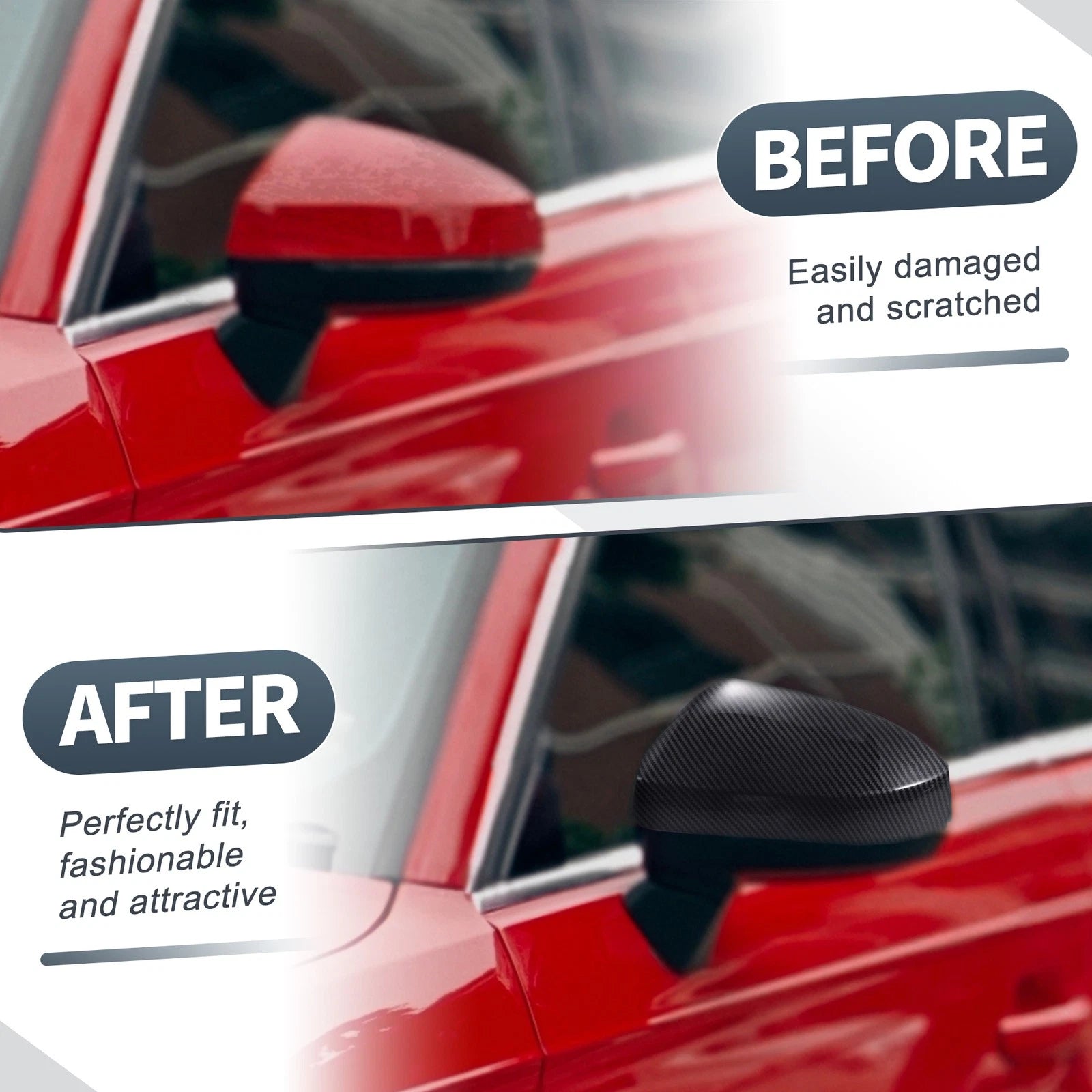 Rearview Mirror Cover Cap Pair for Audi A3 S3 RS3 (2014–2020)