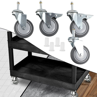Set of 4 Rubber Swivel Casters for 3 Inch Pole (1-3/8" Stem Diameter)