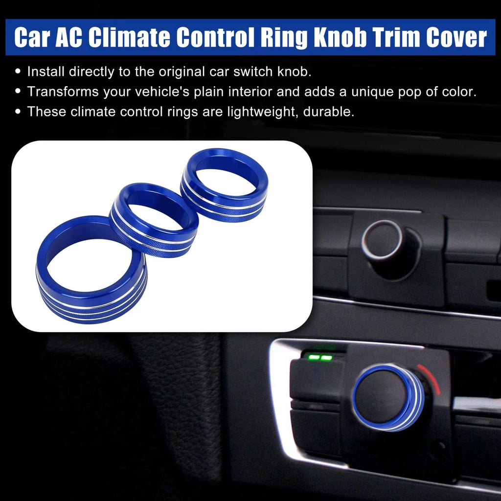 3PCS AC Climate Control Ring Knob Trim Cover for Dodge Challenger Ram (2008–2014)