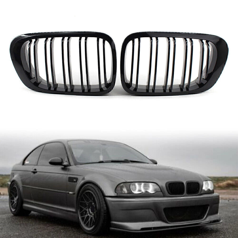 Gloss Black Double Slat Kidney Grille for BMW 3 Series E46 M3 (2000–2006)