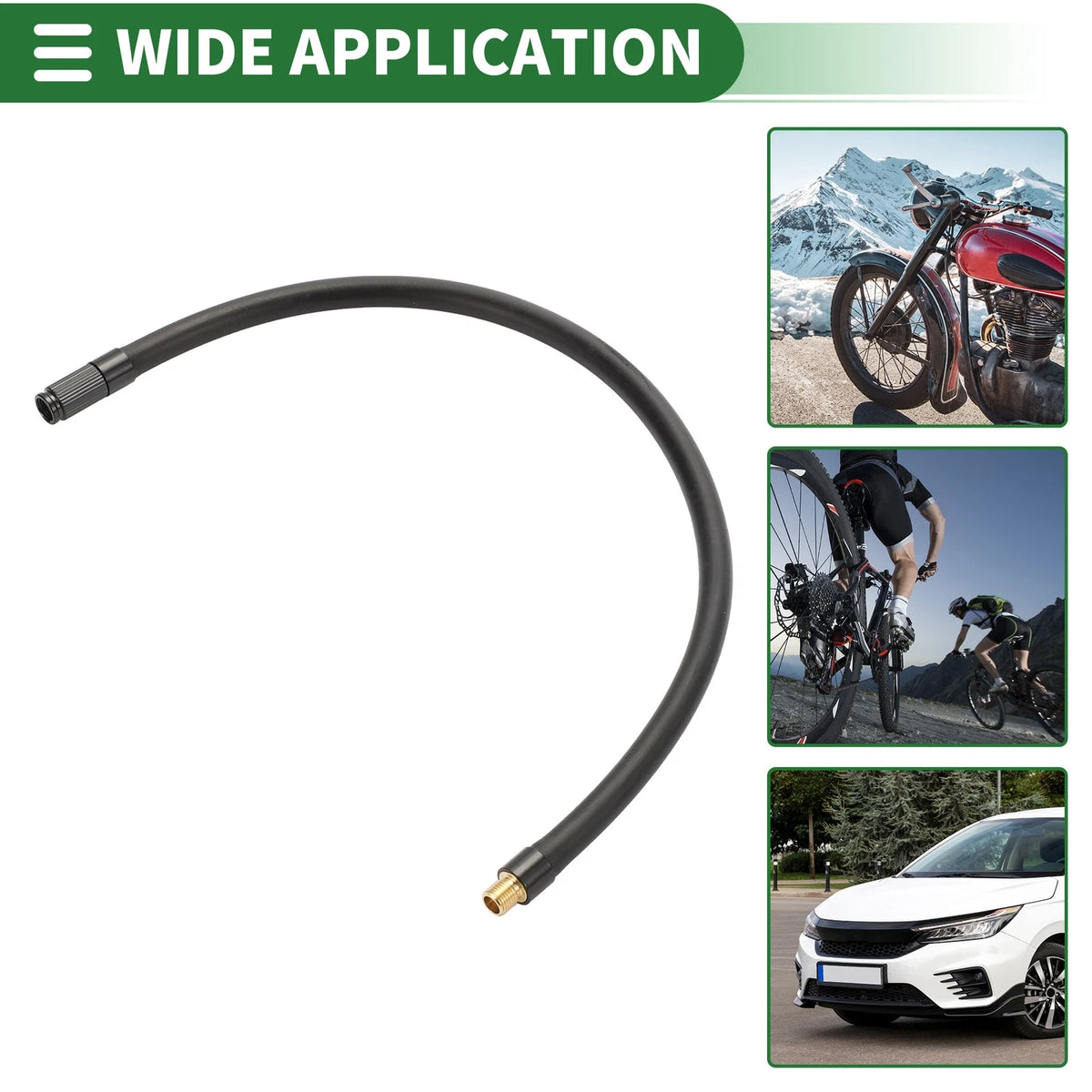 Tire Inflator Extension Tube 15.75in 32 TPI for Car Bicycle (Black)