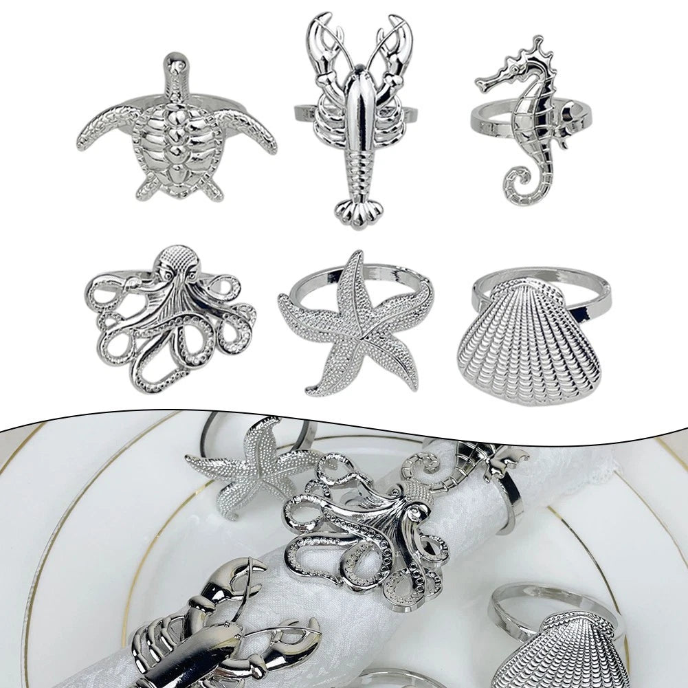 Napkin Rings with Marine Creatures for Table Decor