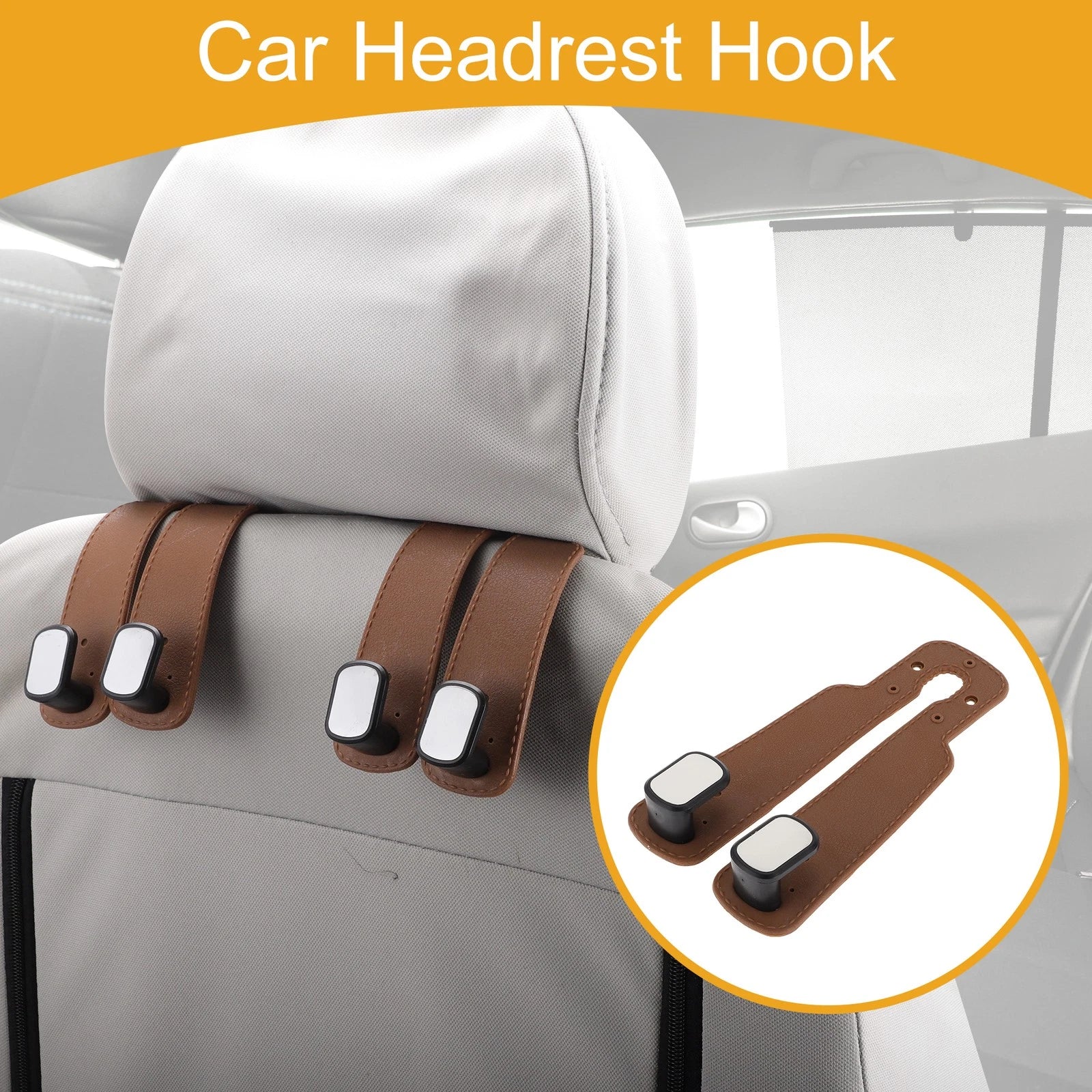 2pcs Universal Car Seat Headrest Hook for Hanging Purses (6.30"x3.15")