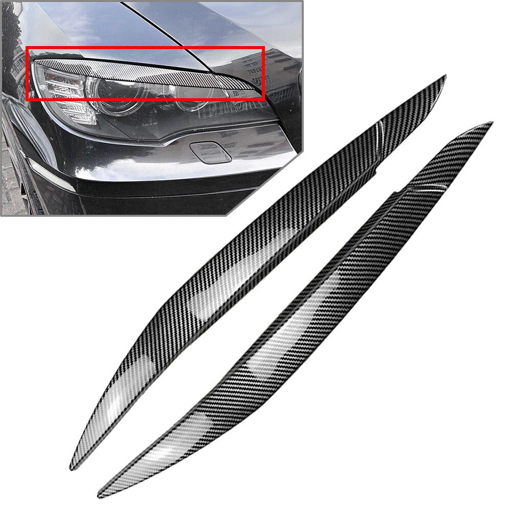 Carbon Look Headlight Eyebrow Trim for BMW X6 E71 E72 X6M X5M E70