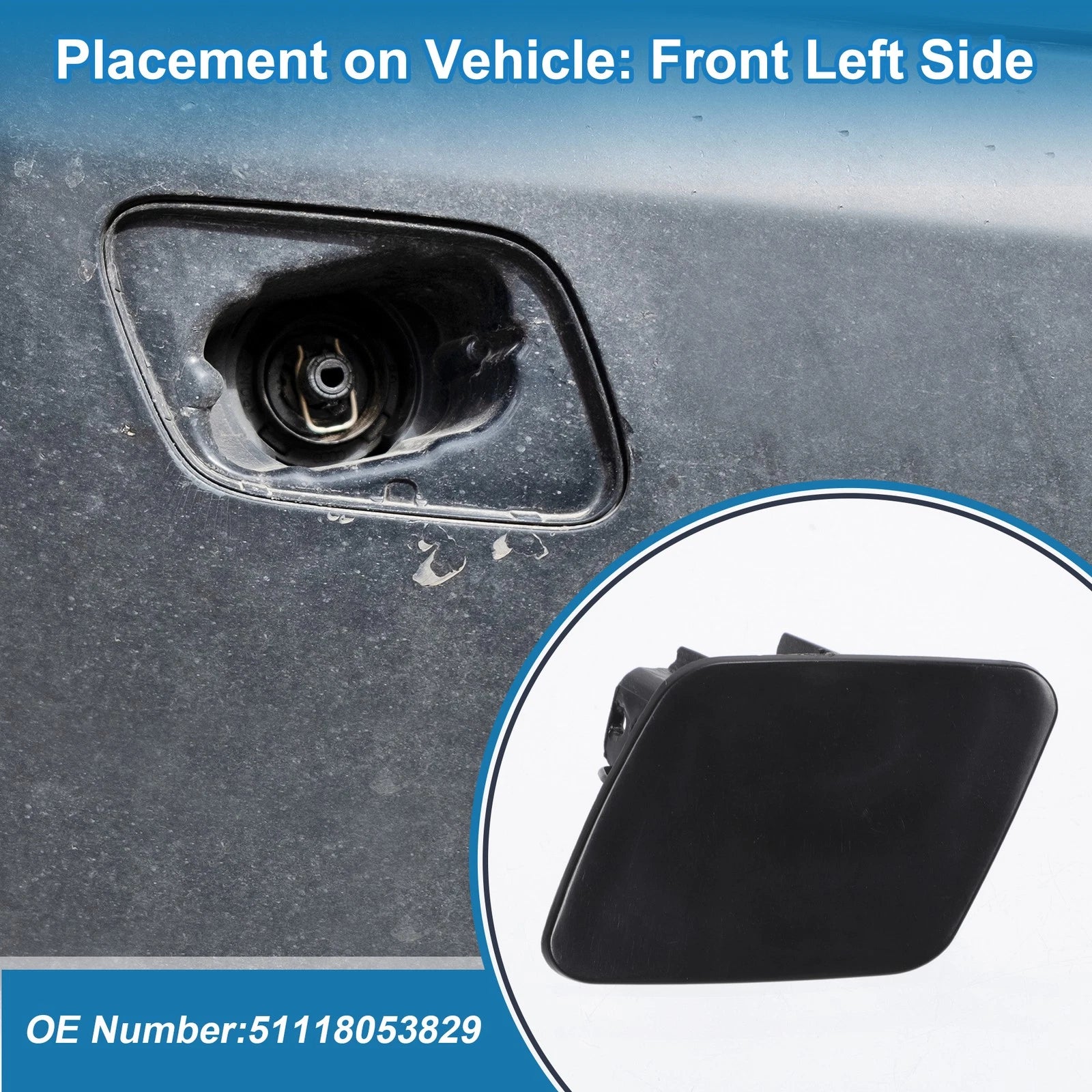 Front Left Headlight Washer Nozzle Cover Cap for BMW 1 Series 116i (2008–2019)