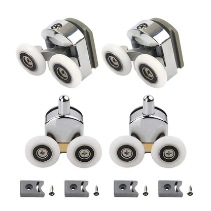 Set of 4 Shower Door Rollers 23mm with Anti Jump Stoppers