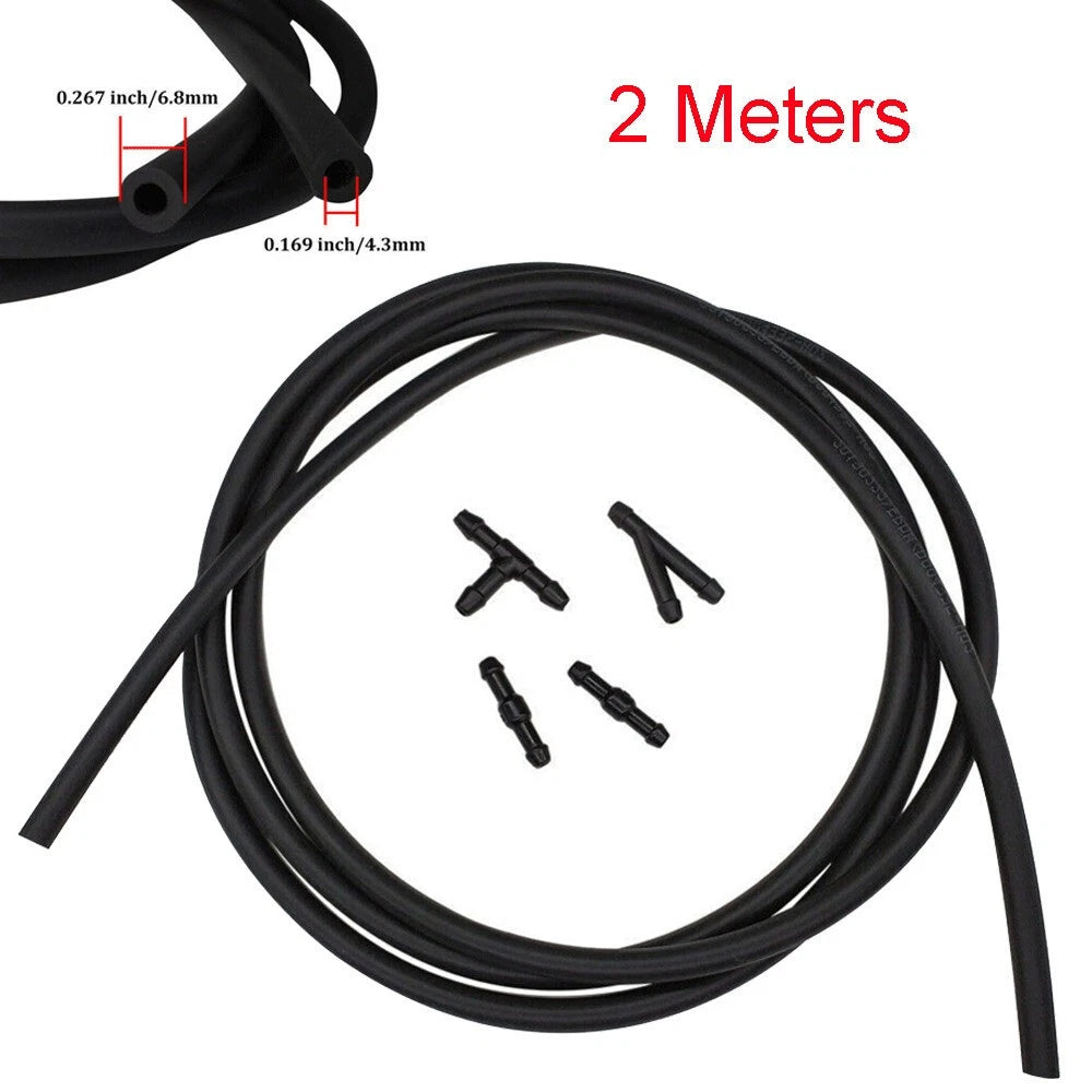 2 Meter Wiper Washer Hose Pipe + Connectors for Windscreen Washer Jet Pump