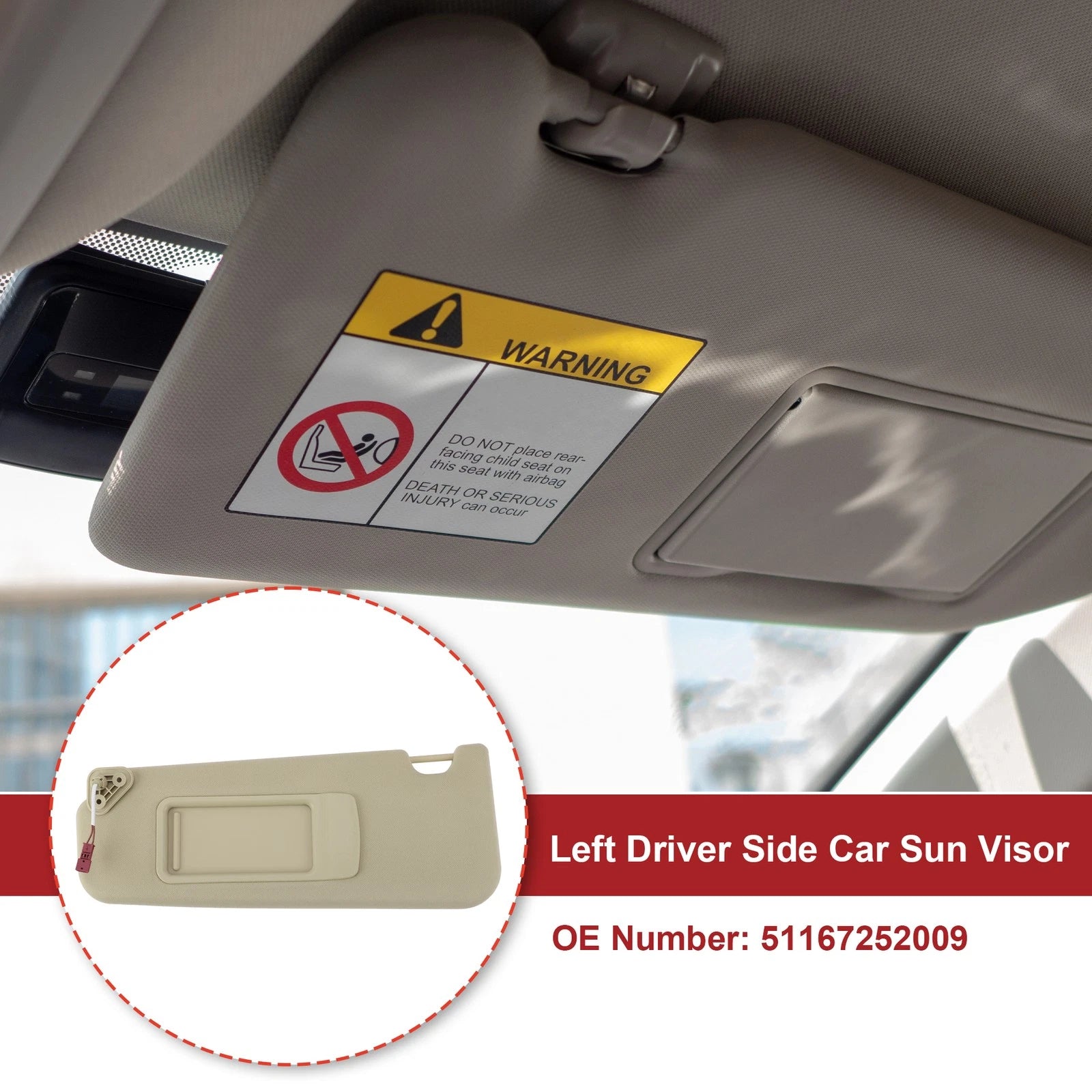 Left Car Sun Visor with Mirror for BMW 3 Series E90 E91 (2005–2013)