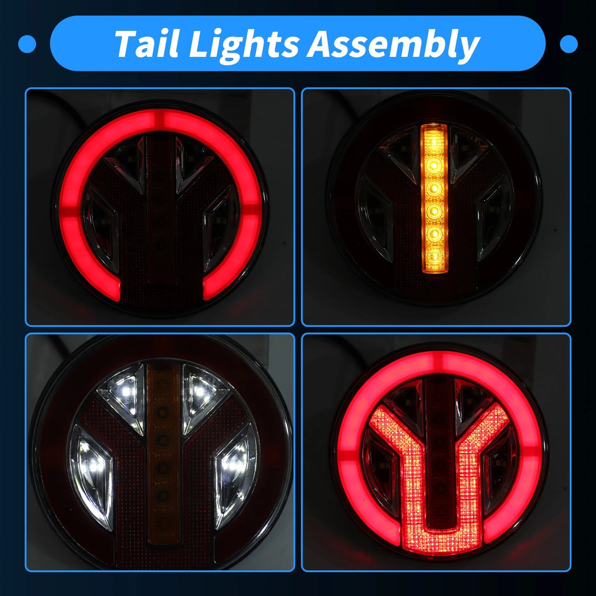 Rear Lights for 12-24V Vehicles (Brake Turn Signal, Plastic Red Yellow)