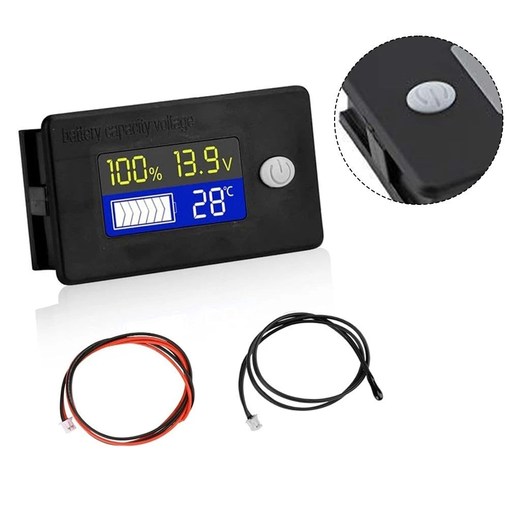 Multi Functional Battery Voltage Meter with Alarm & Temperature Sensor