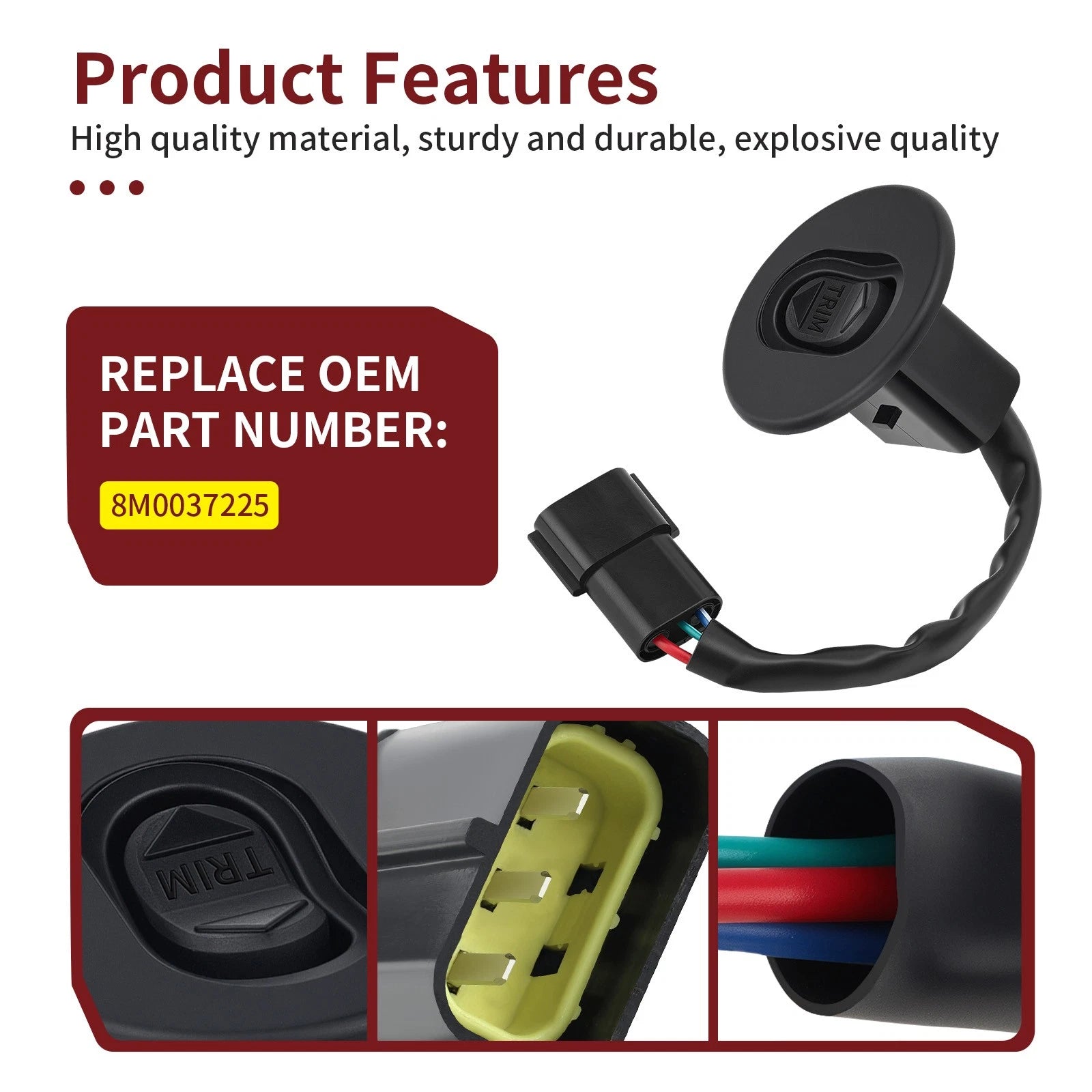 Trim Switch Round Bezel for Mercury 65 80hp (F65 F80 JET) (2B095049 & Up)
