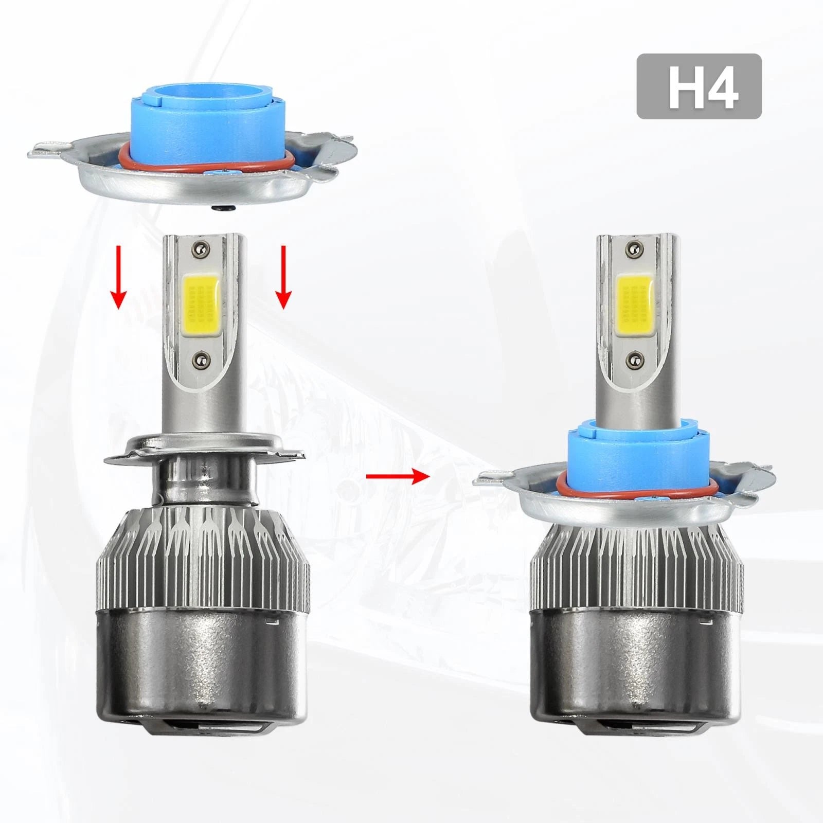 2X H4 LED Headlight Adapter Base Bulb Sockets for Car (Universal)
