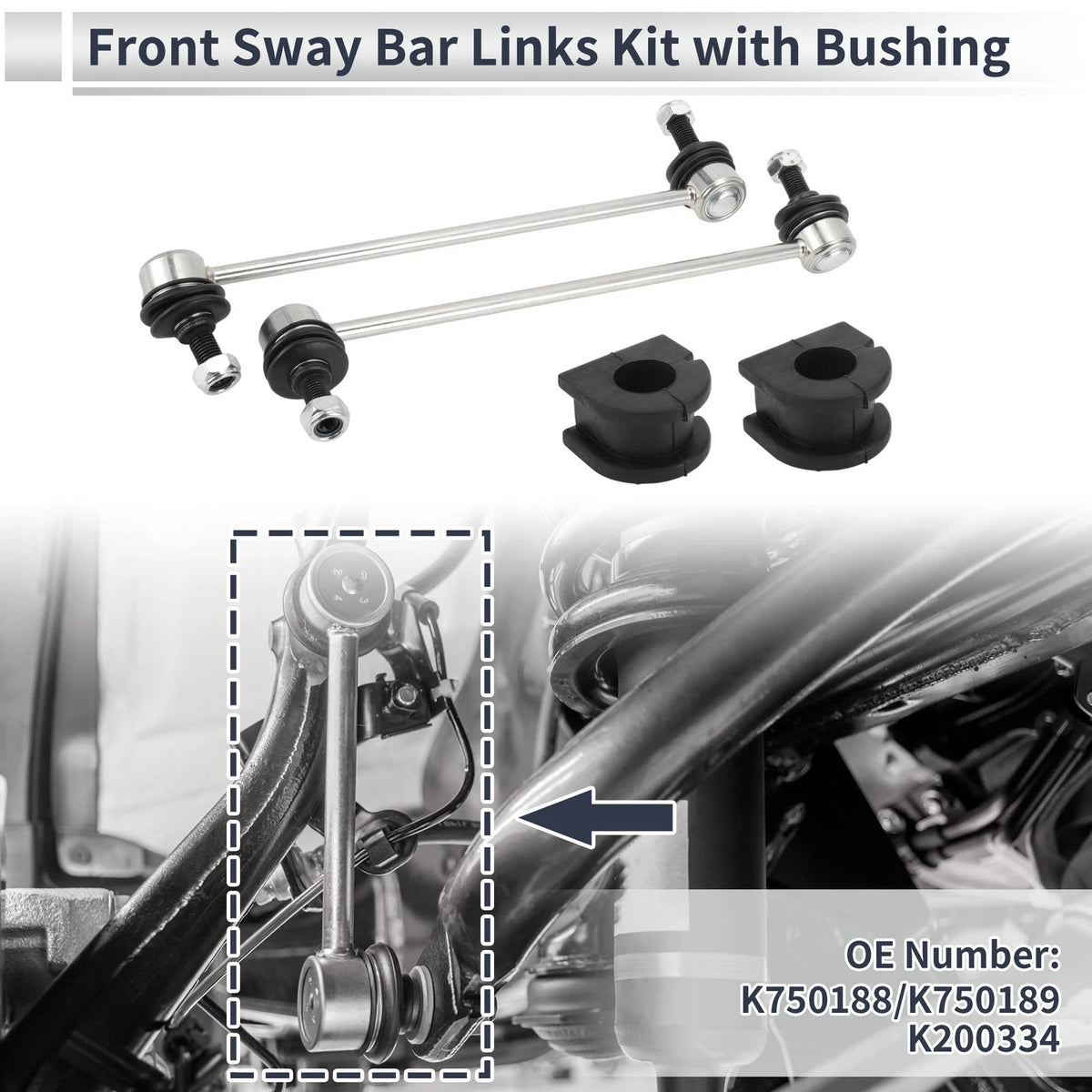 2X Front Stabilizer Bar Links with Bushing for GMC Terrain (2010–2012) No.K750188