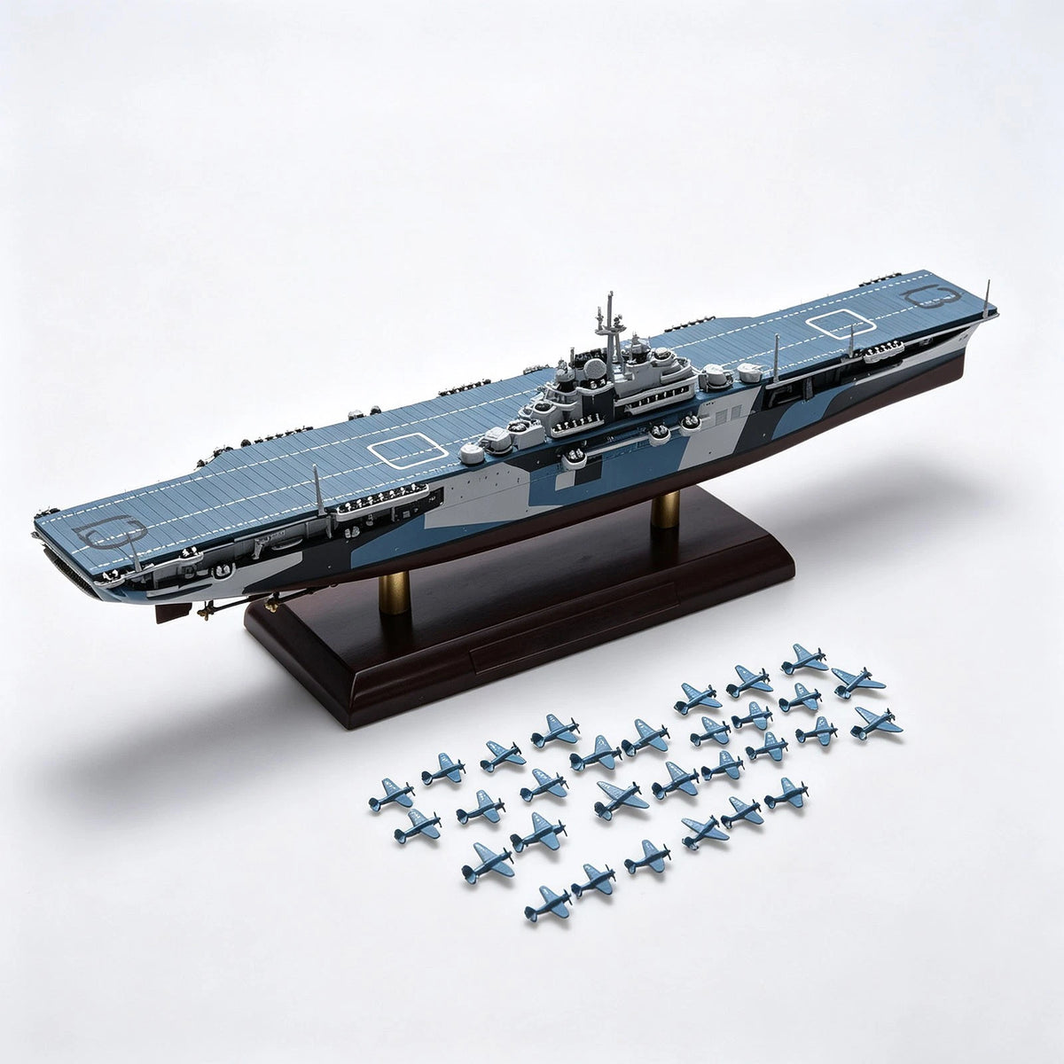 Diecast Model USS Franklin CV-13 Aircraft Carrier with 30 Deck Planes & Stand