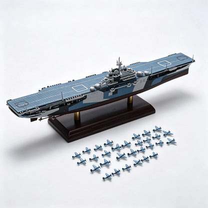 Diecast Model USS Franklin CV-13 Aircraft Carrier with 30 Deck Planes & Stand