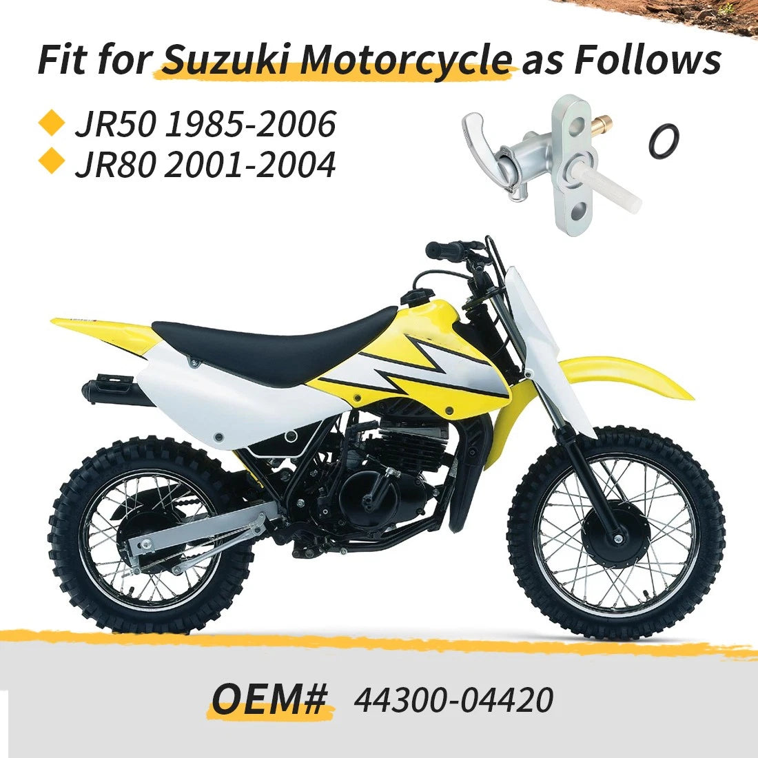Fuel Petcock Assembly for Suzuki JR50 JR80 (1985–2006, 2001–2004) 44300-04420