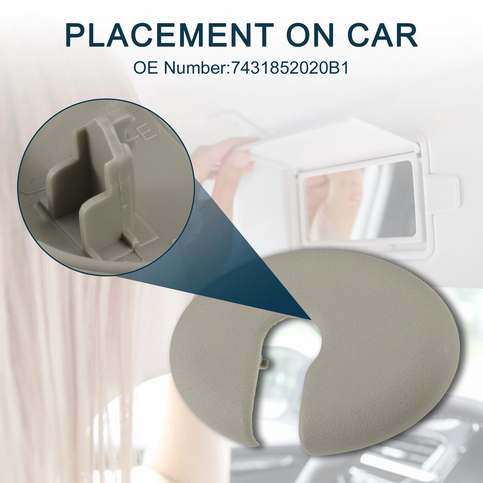 Sun Visor Clip Cover Replacement for Toyota Grey (2010–2023)