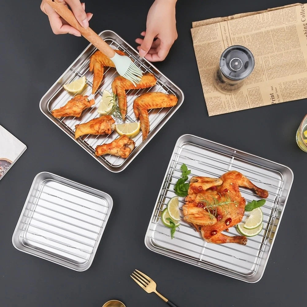 Premium 430 Stainless Steel Baking Pan 24x24x5cm Deep (No Part Numbers)