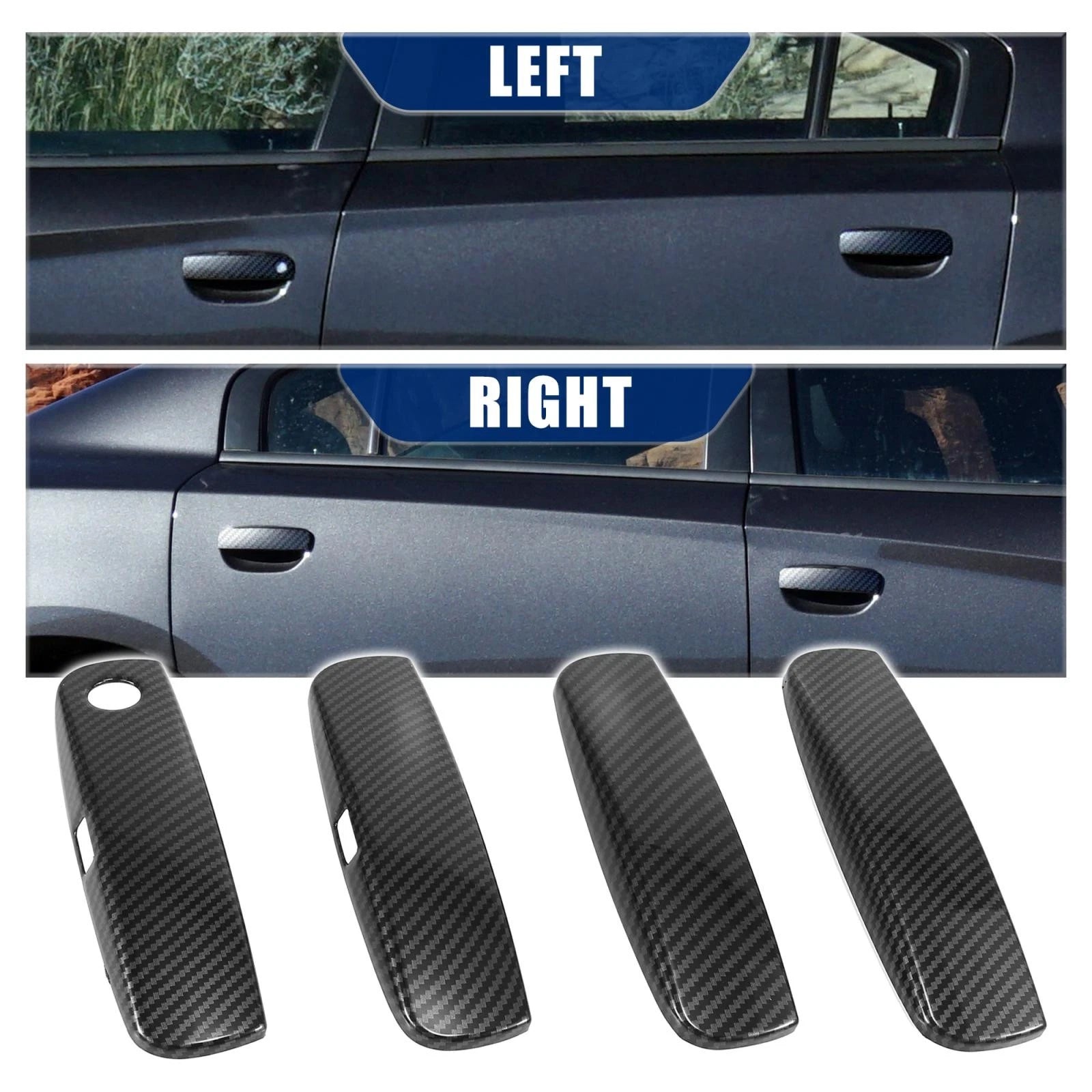 4PCS Front Rear Left Right Door Handle Trim Cover Replacement for Dodge Charger (2011–2021)
