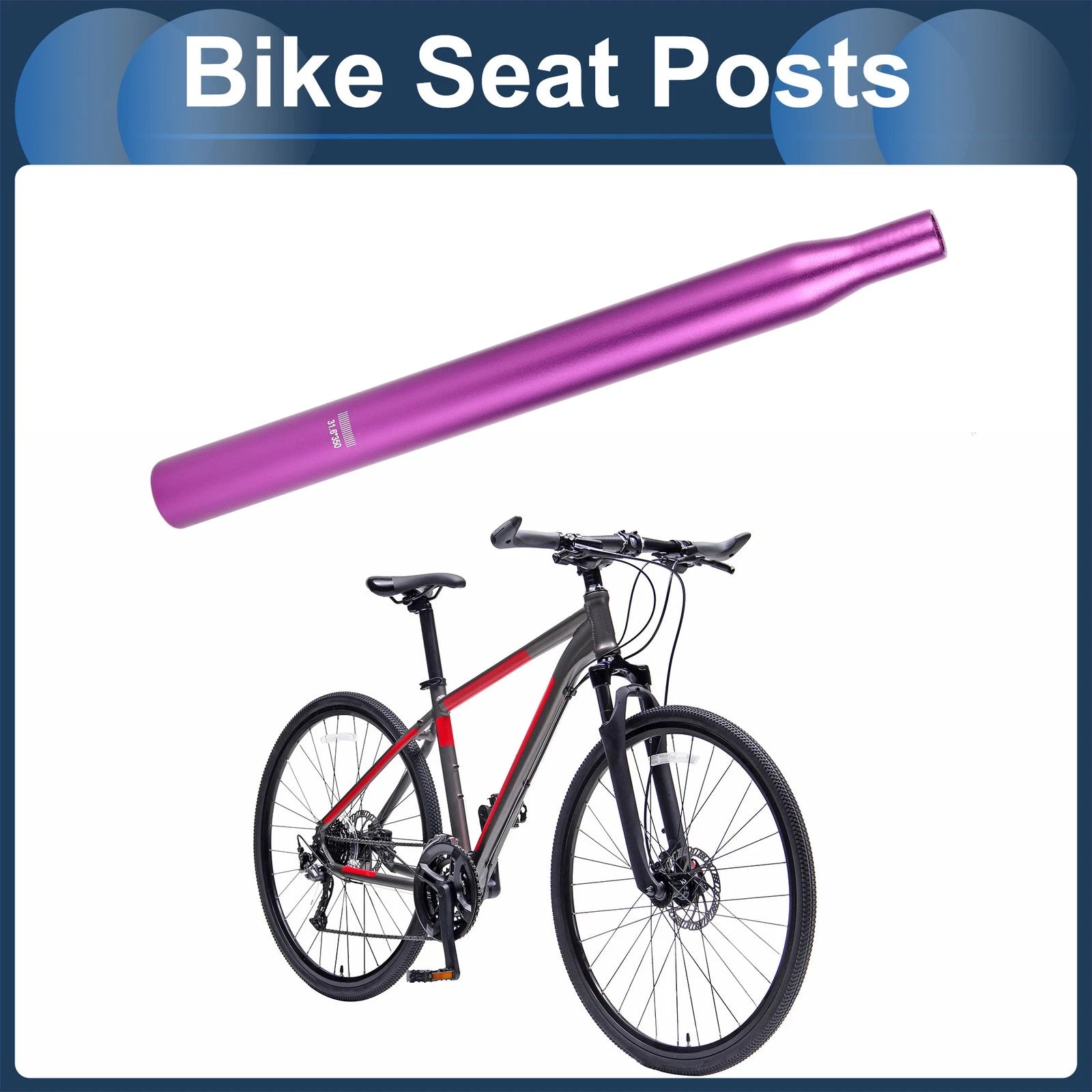 Seat Post 31.6x350mm Lightweight Replacement for Bike (Universal)