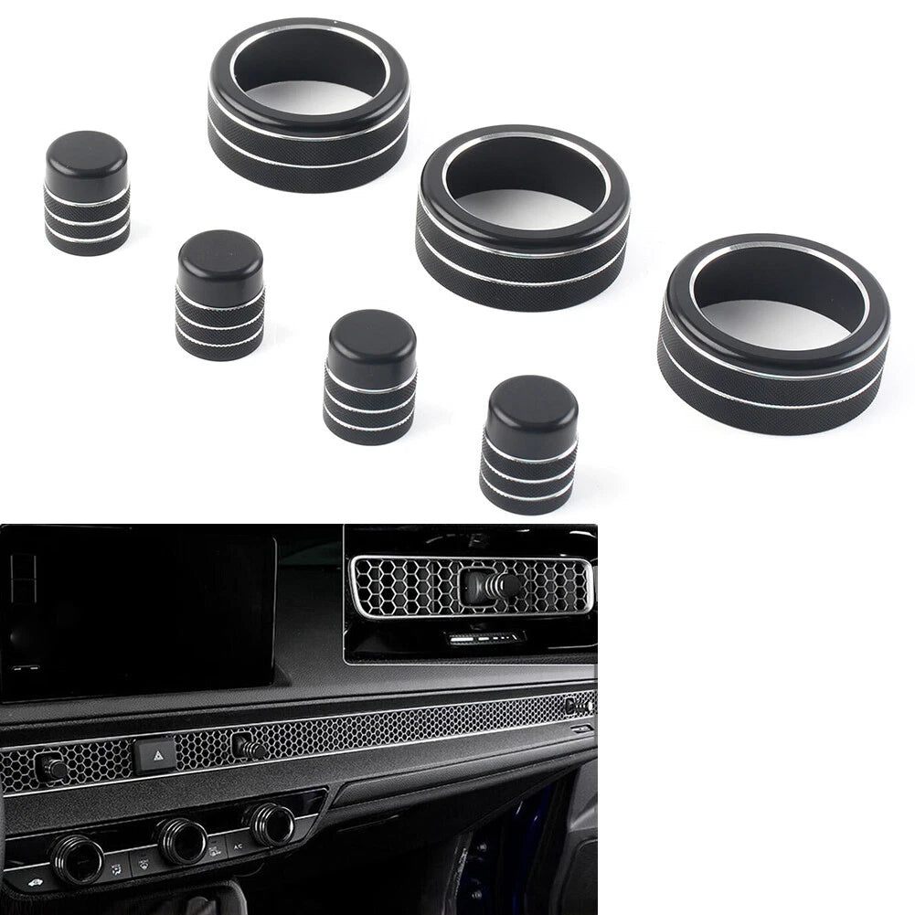 7X Switch Knob Ring Cover Trim for Honda Civic (2022–Present) & CR-V (2023–2024) Black