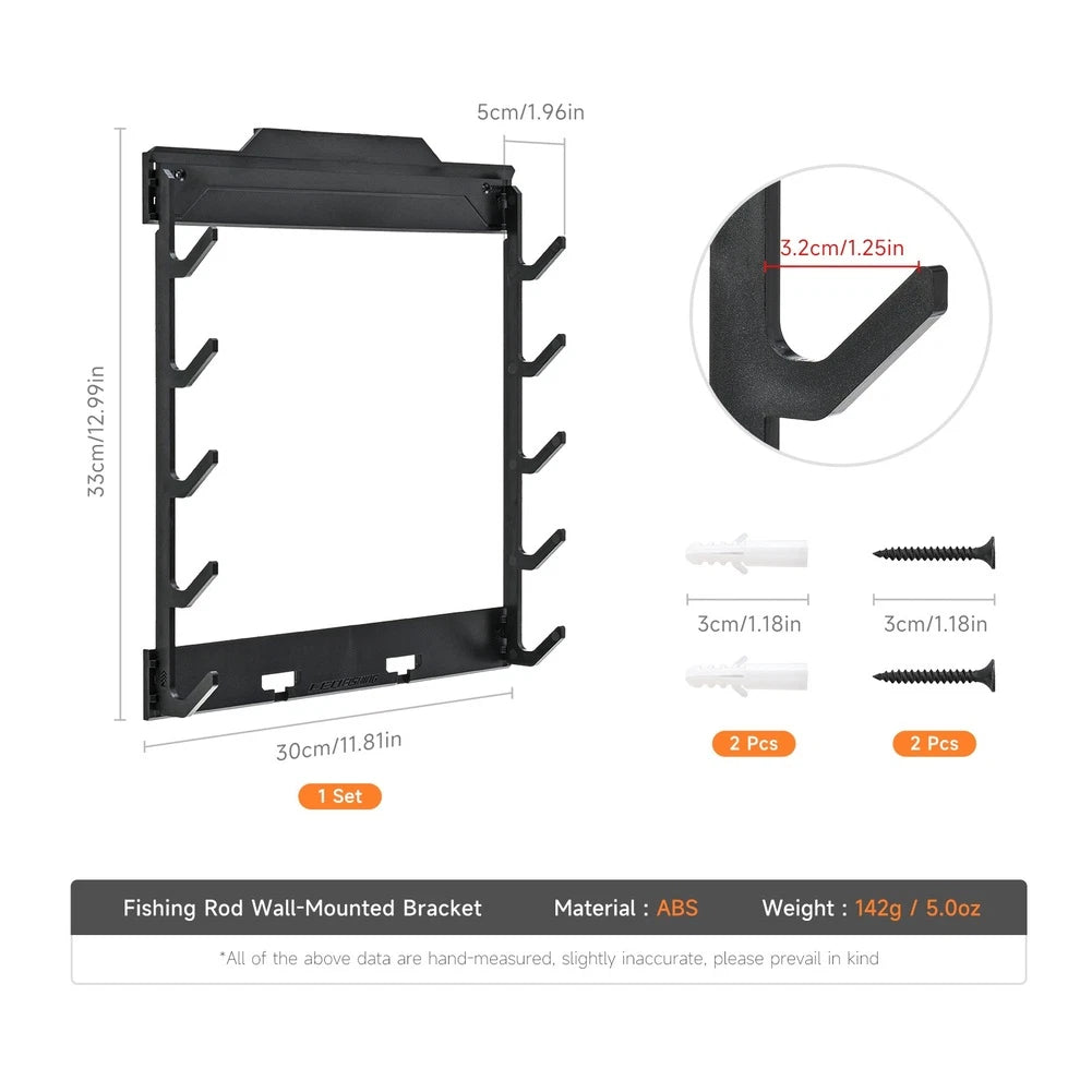 Fishing Rod Holder Expandable Wall Mount ABS Bracket (30x5x33cm)