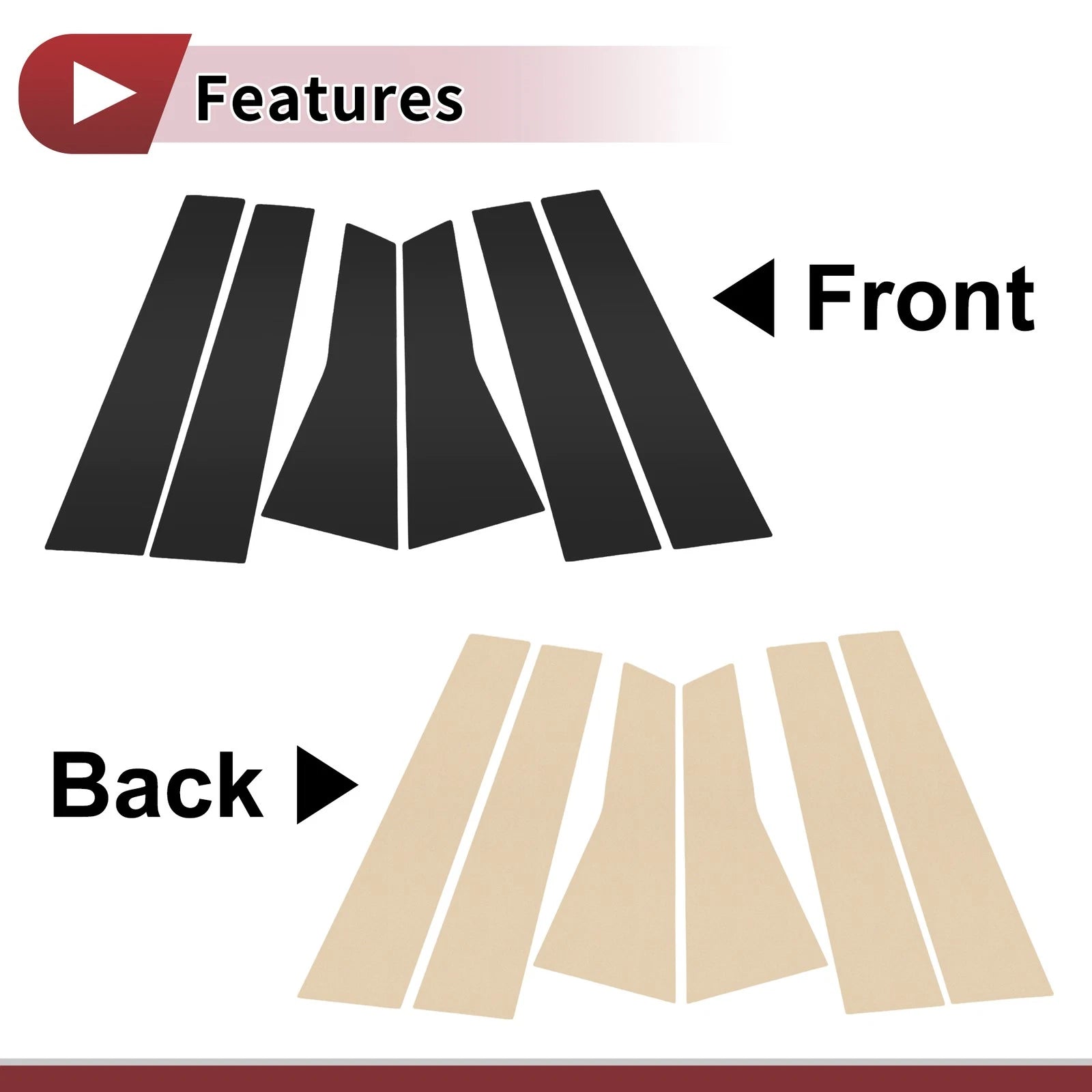 6 Pcs Door Pillar Window Trim Replacement for Mercedes-Benz B-Class (2020–2023) Black