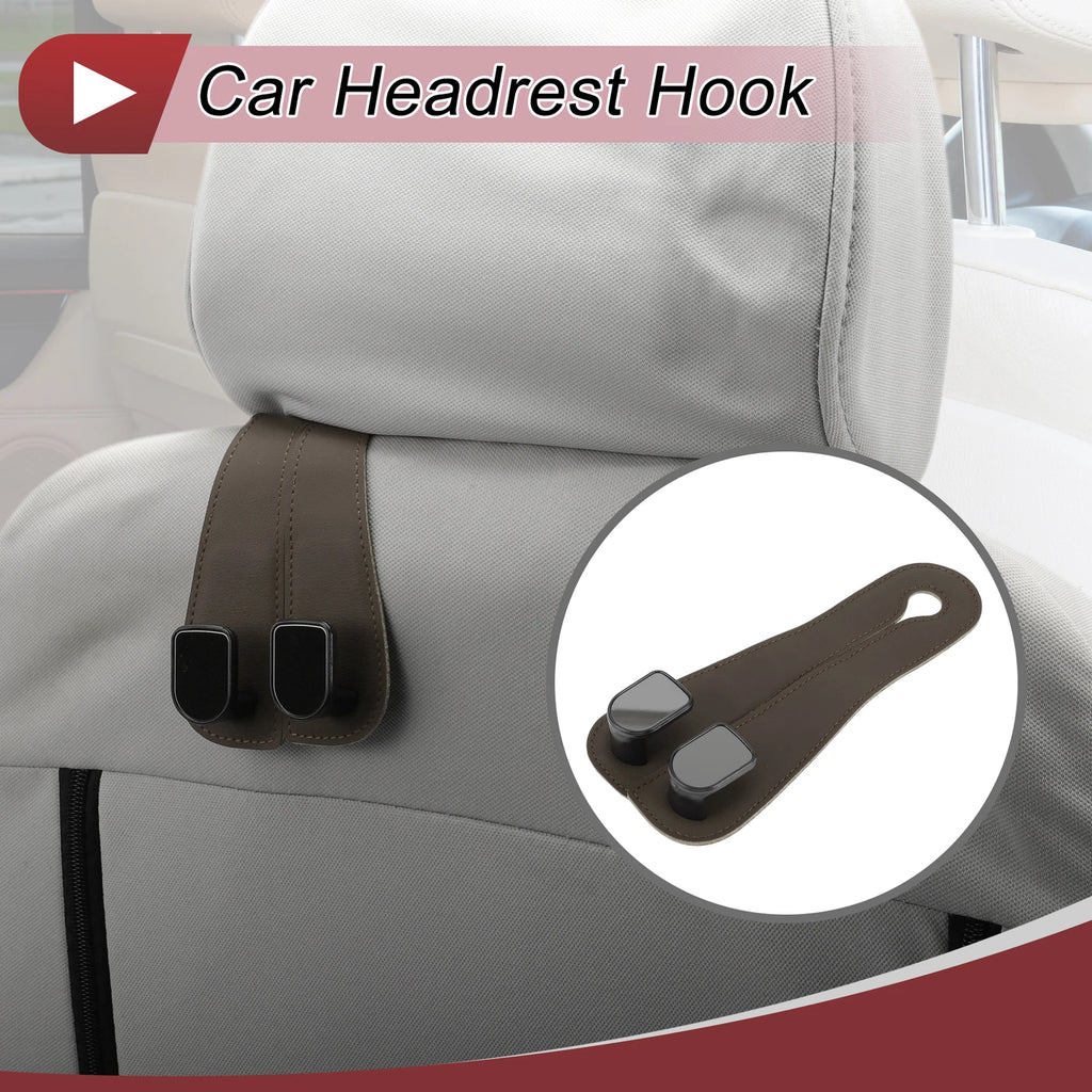 Universal Car Seat Headrest Hook for Purses and Bags (Deep Brown)