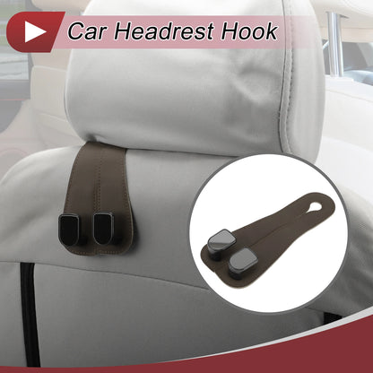 Universal Car Seat Headrest Hook for Purses and Bags (Deep Brown)