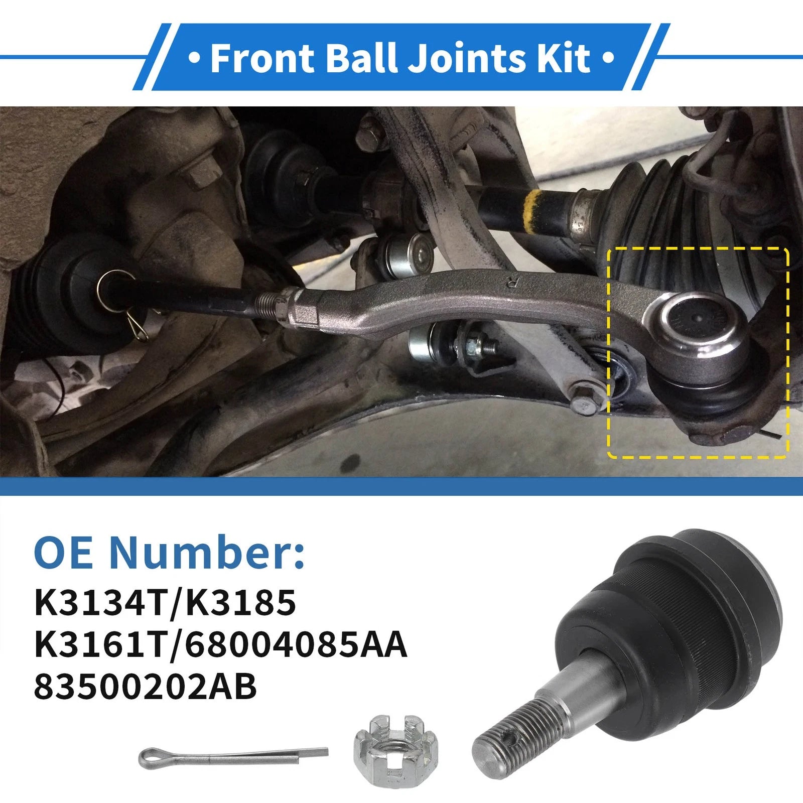 2 Pcs Front Lower Ball Joints Replacement for Dodge Ram 1500 (1994–2001)