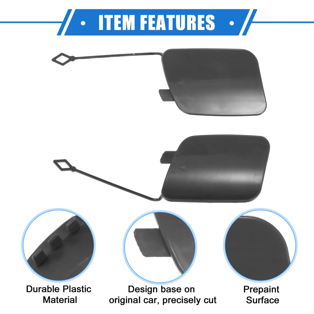1 Pair Rear Tow Hook Eye Hole Cover Cap for BMW X5 (2016–2018) Gray Plastic