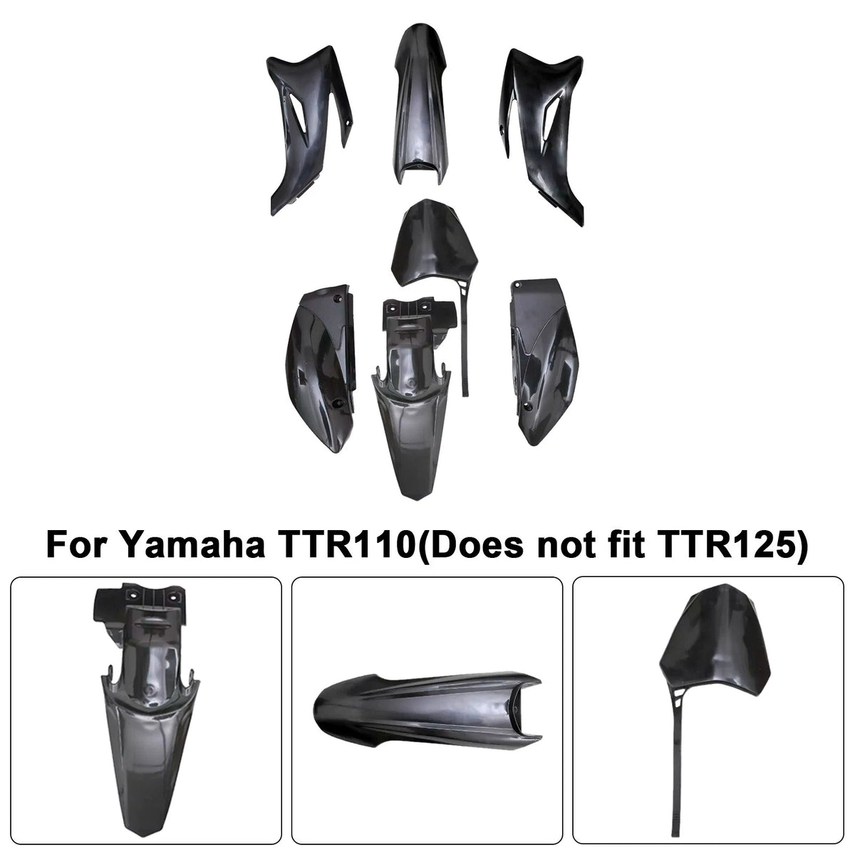 Body Plastic Kit Fender Fairing for Yamaha TTR110 (2008–2022) Black