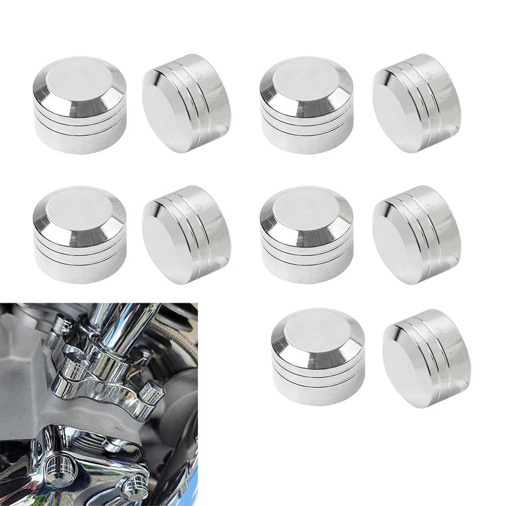 10x Engine Bolt Topper Caps Cover Chrome for Harley Dyna Softail