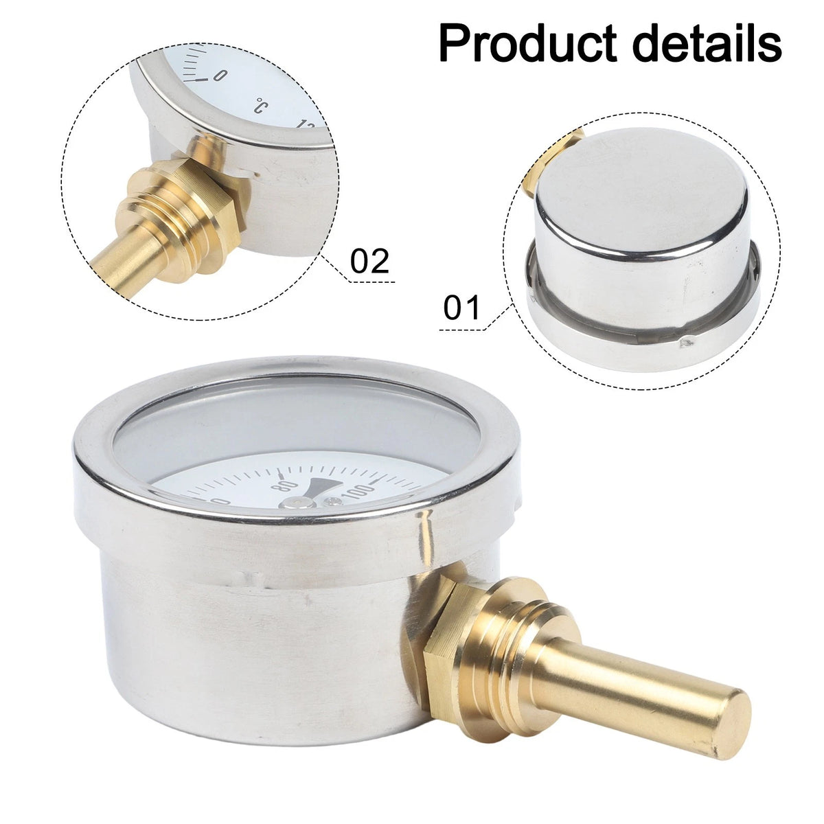 63mm Bimetal Thermometer for Heating and Boilers (Celsius)