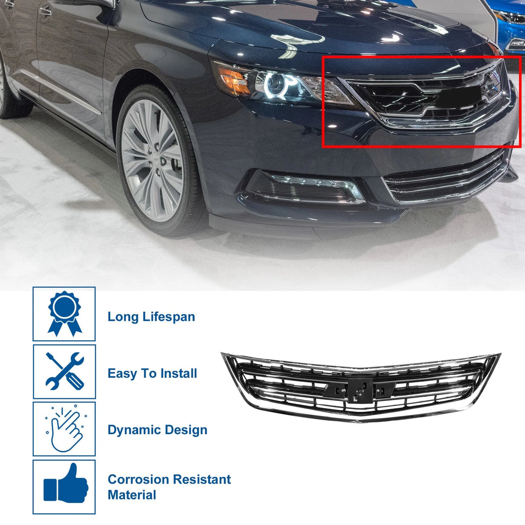 Front Upper Hood Bumper Grille for Chevrolet Impala (2014–2020) Black