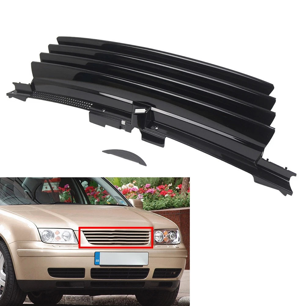 Front Hood Bumper Grille Glossy Black For VW Jetta Bora MK4 1999-2004
