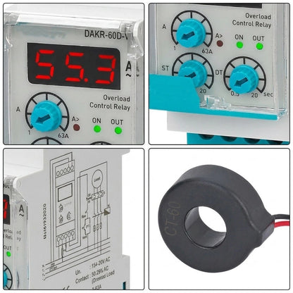 Water Pump Motor Overcurrent Relay DAKR 60D V2 AC220V 63A DIN Rail