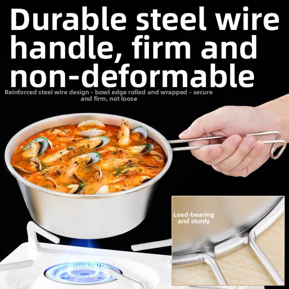 304 Stainless Steel Camping Cookware Snow Roller Bowl with Handle