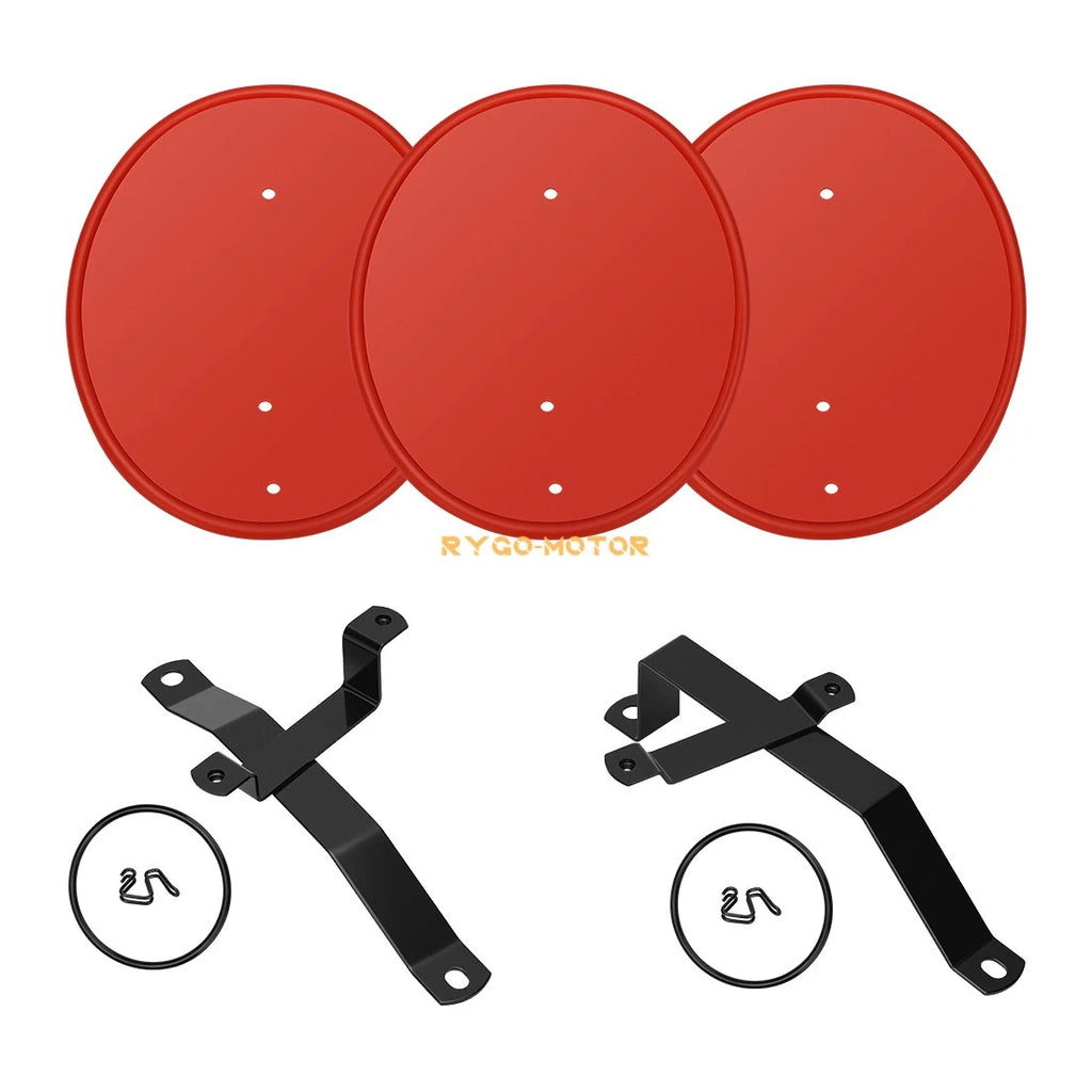 3 Red Number Plates for Honda Z50 Z50R (1979–1987) w/ Brackets & Clips