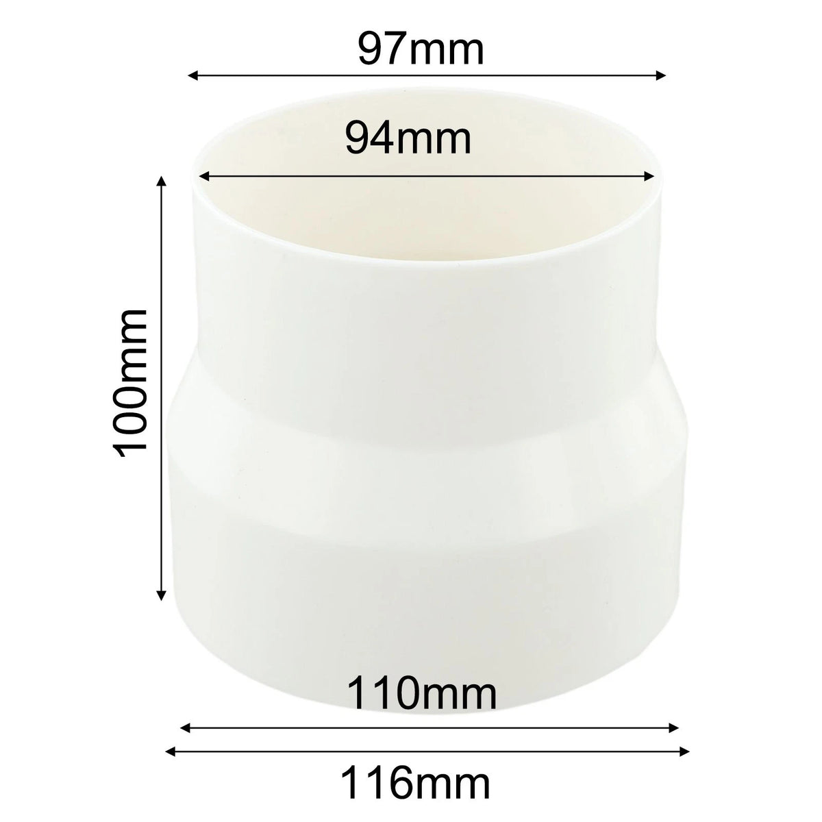Space Saving Pipe Conversion Connector 110mm to 100mm for Efficient Airflow