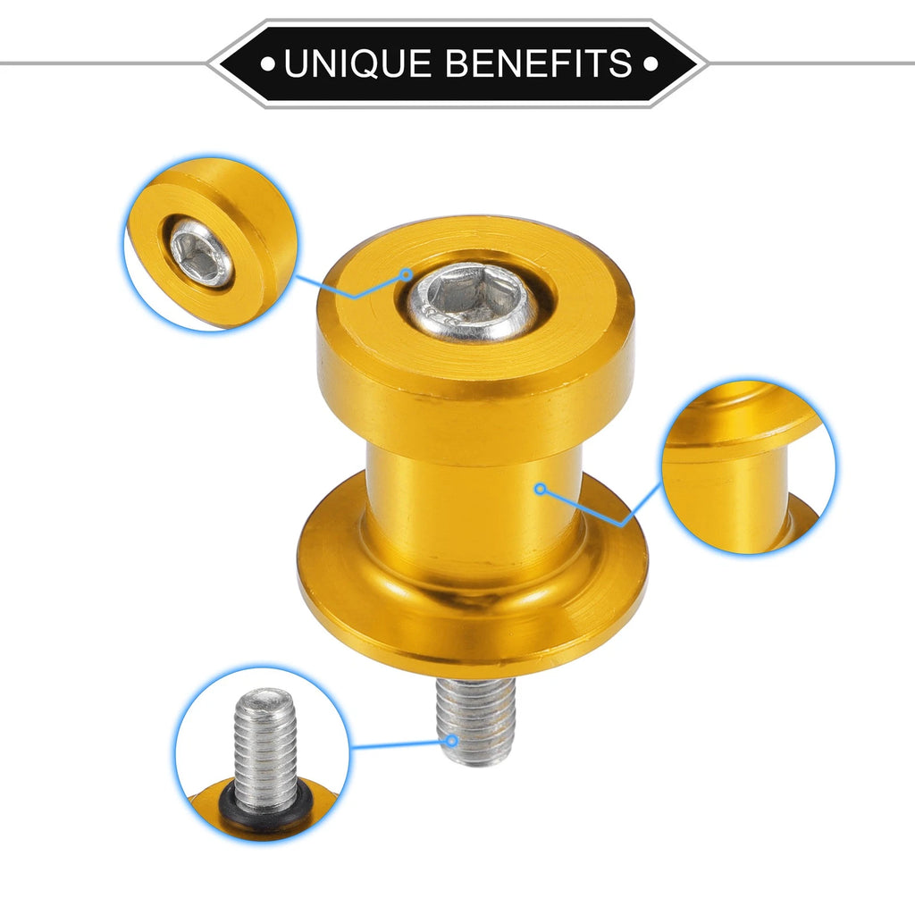 Motorcycle Swingarm Spools 6mm CNC Replacement Sliders for Gold Tone