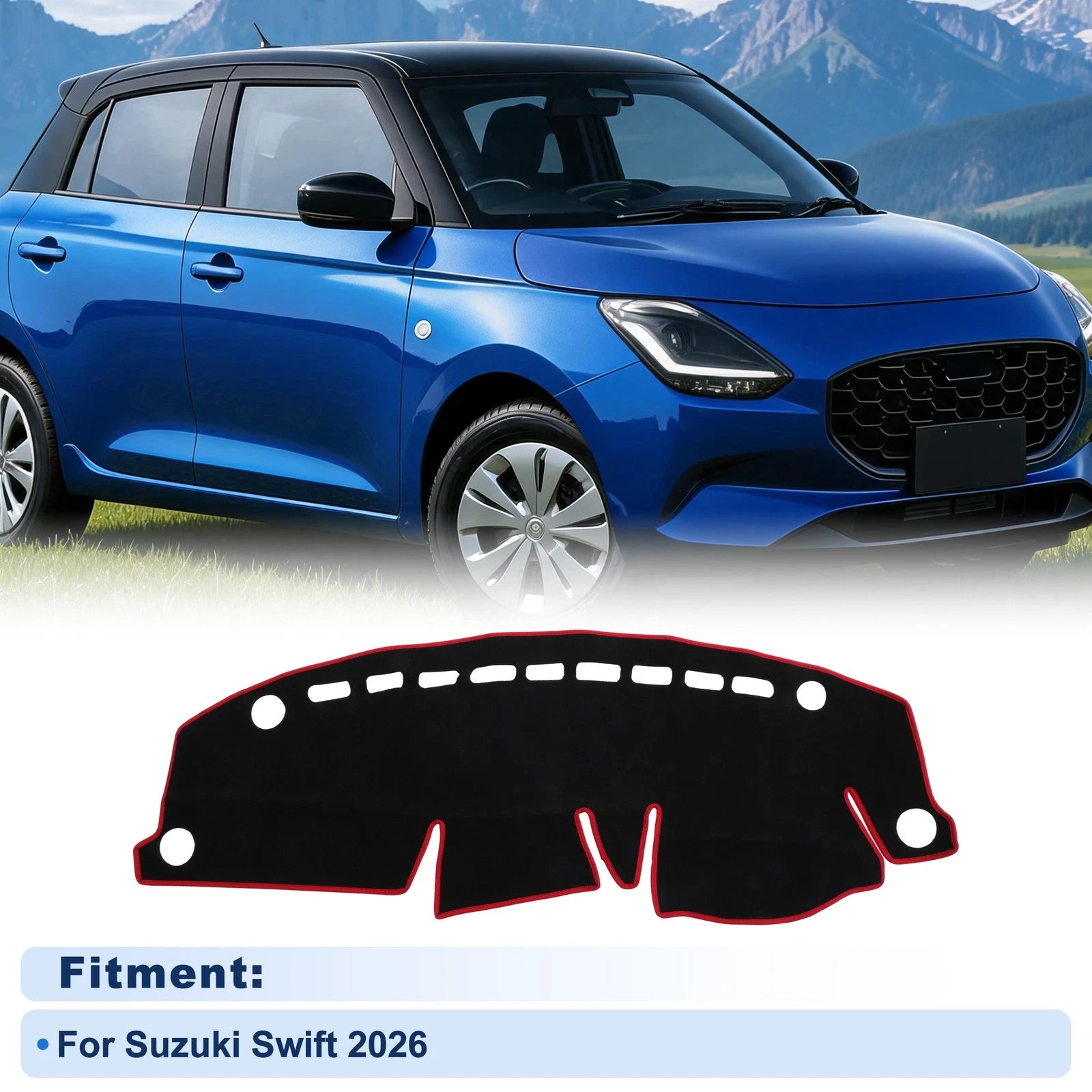 Dash Cover for Suzuki Swift (2026) Black Red Edge