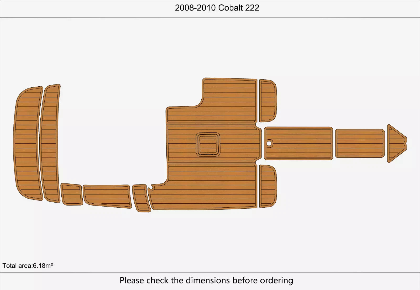 EVA Foam Faux Teak Deck Flooring for Cobalt 222 Swim Platform (2009)