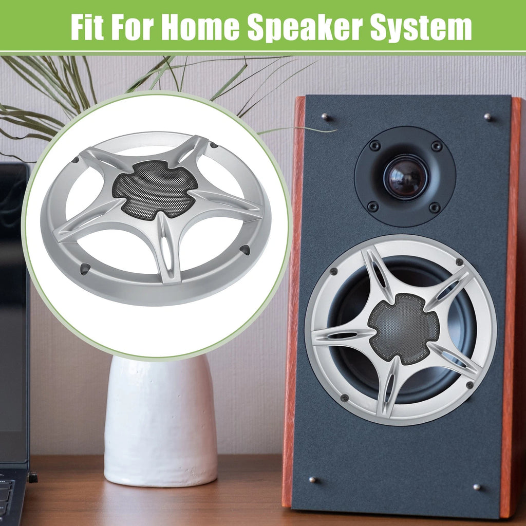 2X 6" Auto Speaker Grill Covers for Subwoofer (Universal) - Silver Tone