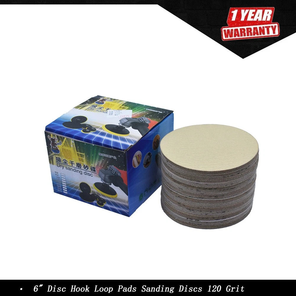 100 Pack 6" 180 Grit No-Hole Hook Loop Sanding Discs