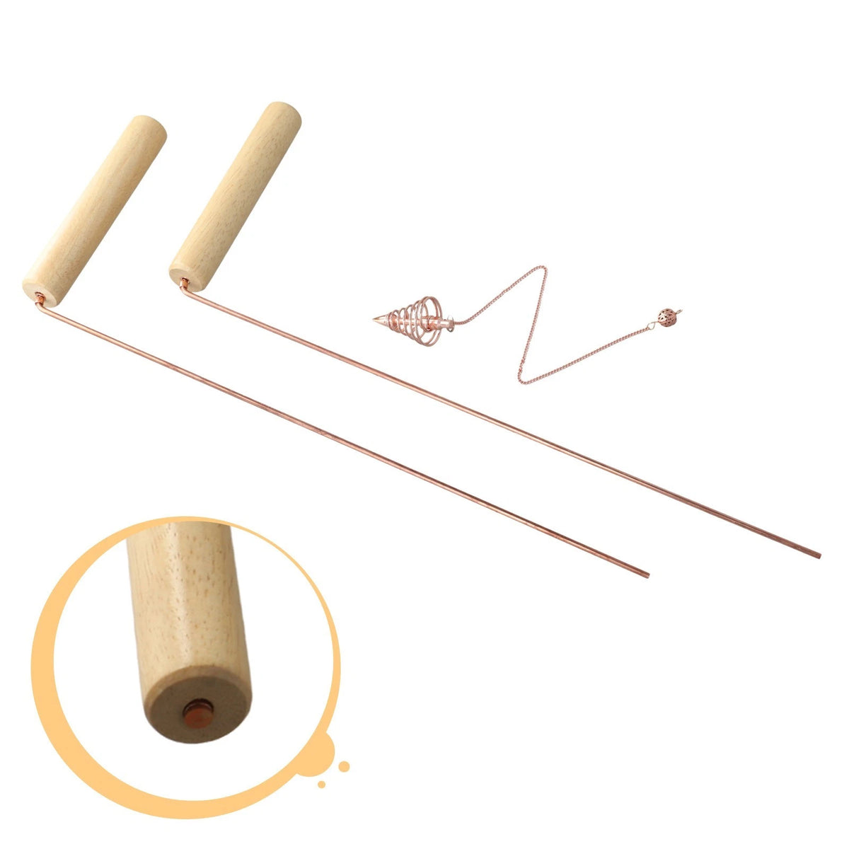 Wooden Handle Copper Detector Rod for Outdoor Adventures
