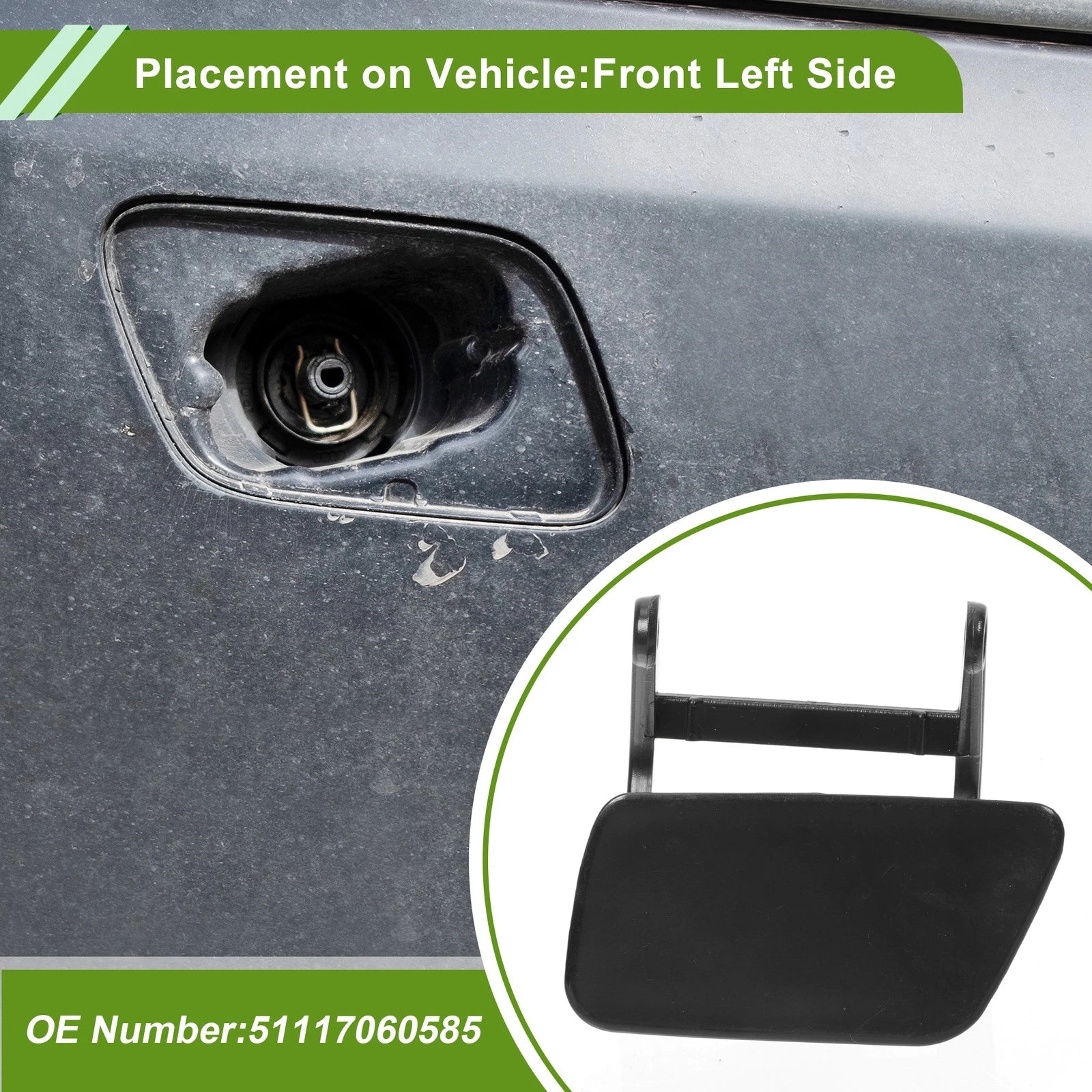 Front Left Washer Nozzle Cover Cap Replacement for BMW 525i (2004–2007)