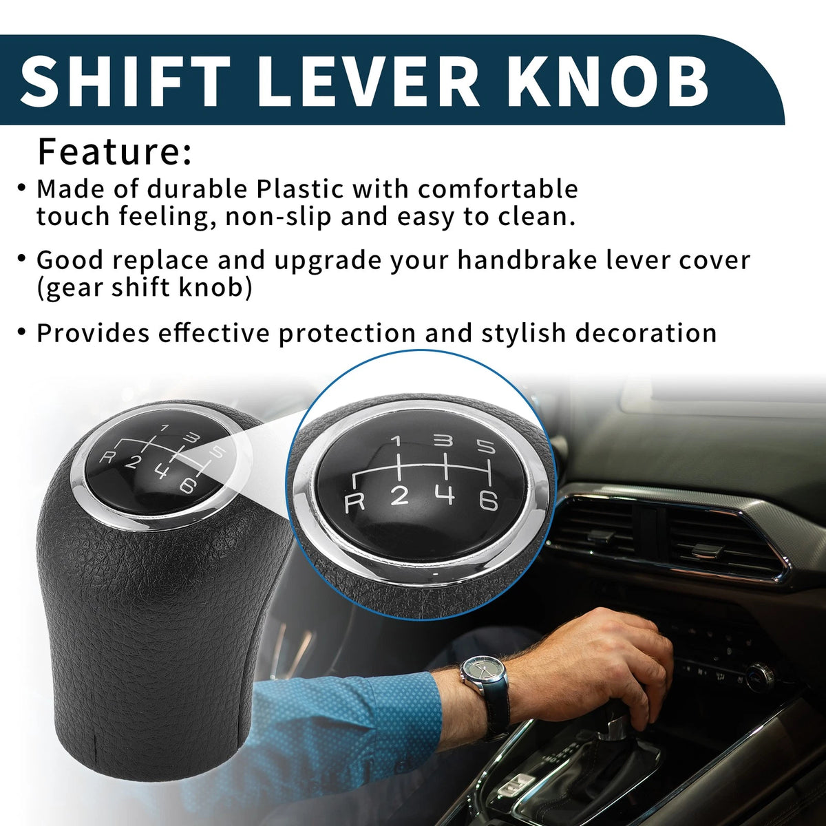 6 Speed Manual Gear Shift Knob for Mercedes-Benz Vito (2003–2020) Black Plastic