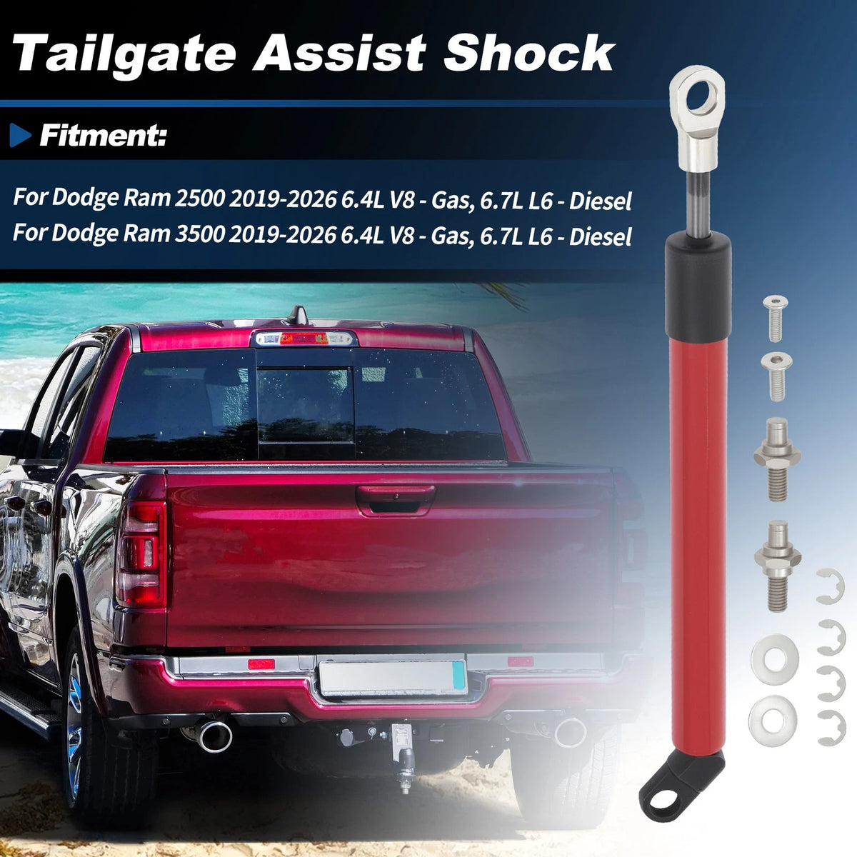 Tailgate Assist Damper for Dodge Ram 2500 3500 (2019–2026)