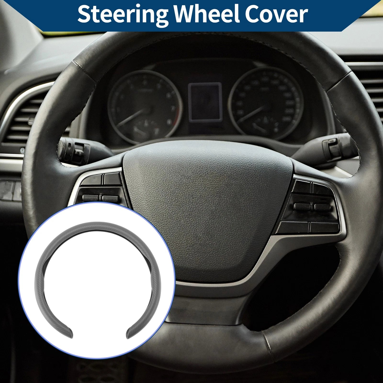 Rubber Steering Wheel Cover for Universal Fit (14.96")